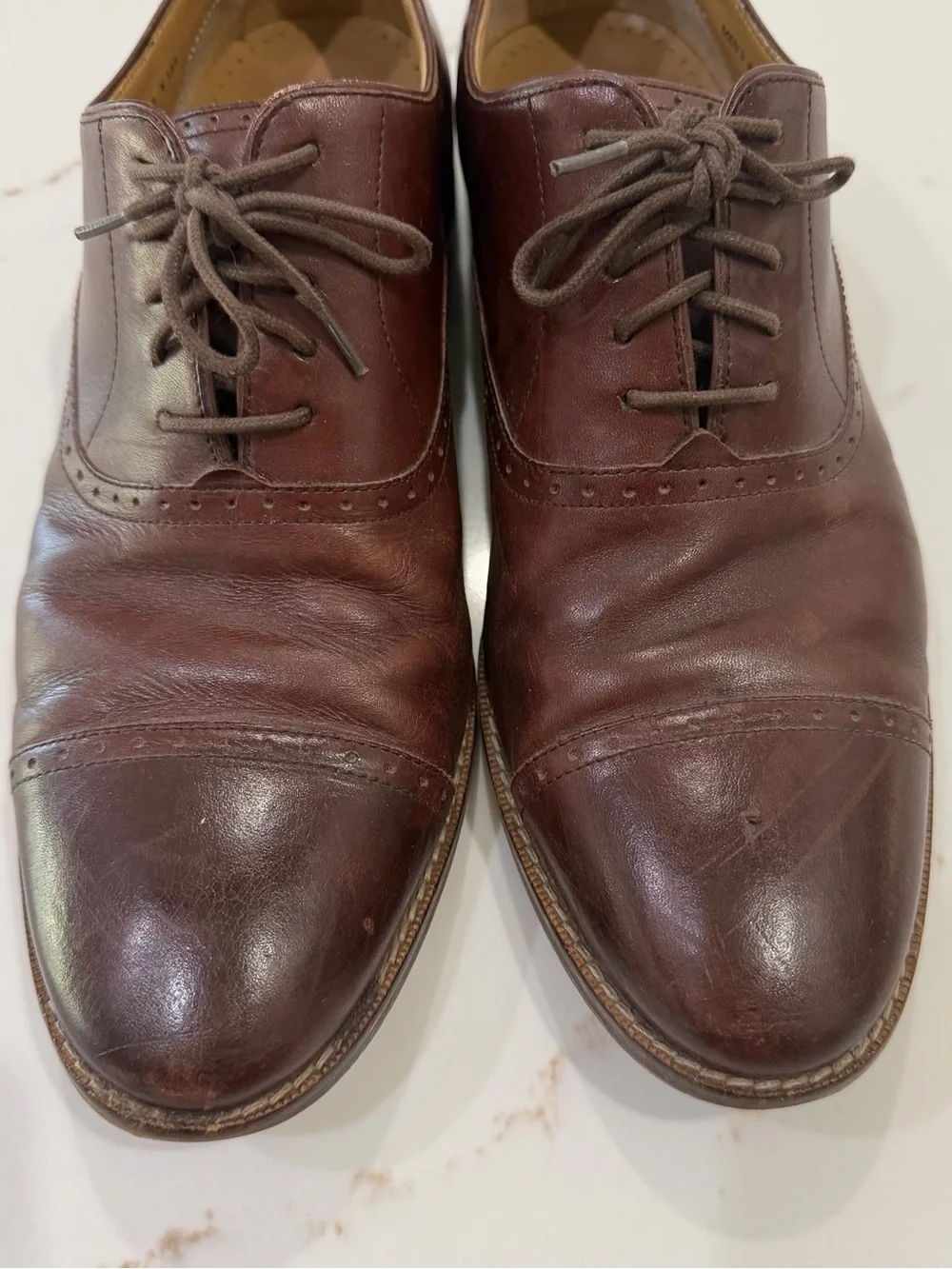 Men’s Cole Haan Grand.OS brown leather cap toe oxford dress shoes (size 8)